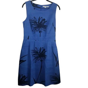 Boden Women's Blue Floral Cotton Sheath Career Office Dress Sz 8R